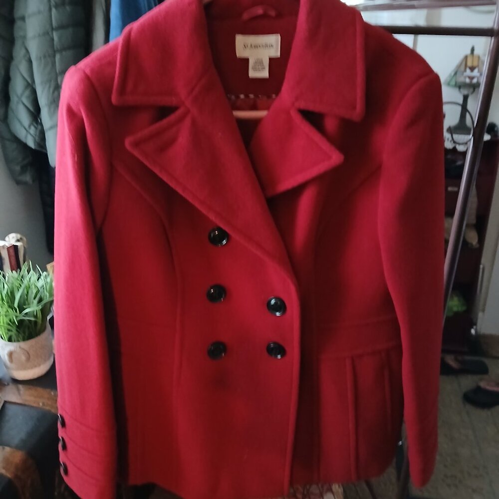 NWOT, St. Johns Bay ( JC Penny)SZ L Red wool blend coat